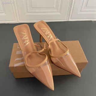 ✑ZARA new high women s shoes nude color pvc transparent pointed temperament Baotou sandals stiletto sandals women (4)