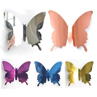 🎈🎈12Pcs Three-Dimensional Mirror Butterfly Only / PETMirror3DButterfly / Bedroom Living Room Wall Sticker Decoration🎈🎈