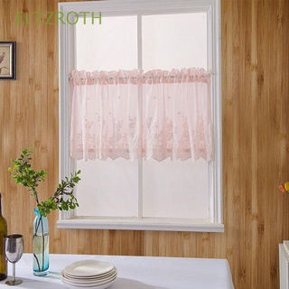 ELTZROTH Modern Short Curtains Lace Hem Window Drapes Window Curtain Jacquard Cafe Bedroom Living Room Floral Embroidered Valance Home Decor/Multicolor