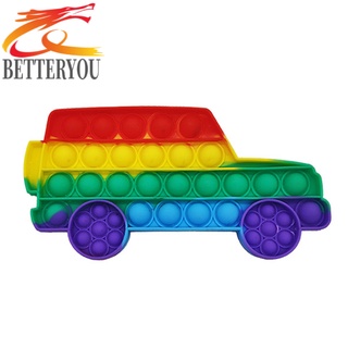 push bubble rainbow coche portátil sensorial descompresión de dibujos animados juguete para niños