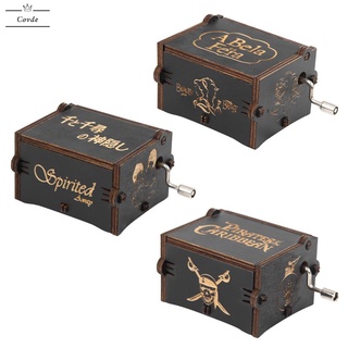 Covdes2 caja de música de manivela Vintage exquisita de madera manualidades para el hogar regalos para niños