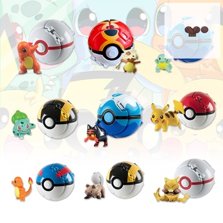 pokemon pokeball personaje de animación japonés pop-up juguete con pequeñas figuras dentro de poke pika de dibujos animados regalo para fans niños