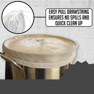 【BK】Brew Mesh Bag Large Capacity Drawstring Durable White Brew Mesh Bag for Indoor