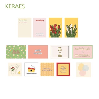 KERAES 13 sheets Decorative Card English Flower Wall Sticker Postcard Tulip Diy Geometric Color Block Greeting Cards Photo Props