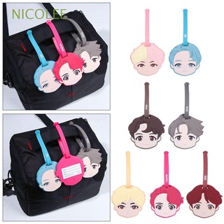 NICOLEE Fashion Luggage Tag BTS Suitcase Label Card Holder Travel Accessories Silicone Baggage Holder BT21 Boarding ID