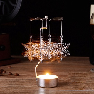 2 piezas de vela giratoria giratoria de metal copo de nieve carrusel luz de té portavelas soporte de luz romántica decoración del hogar
