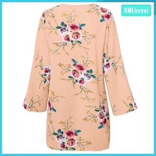Mujer Luz Floral Gasa Kimono Estampado Cardigan Playa Cubrir Blusa Tops Outwear