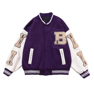 Hip Hop peludo hueso Patchwork Color bloque chaquetas para hombre Streetwear Bomber chaqueta de béisbol abrigos Unisex