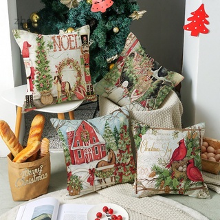 Zhongzhim 45cmx45cm feliz navidad decorativa fundas de almohada de impresión de Color de lino de navidad funda de cojín