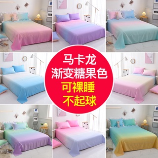 Macaron color degradado color puro ropa de cama de algodón lavado dormitorio individual estudiante sábana de cama doble individual de tres piezas verano