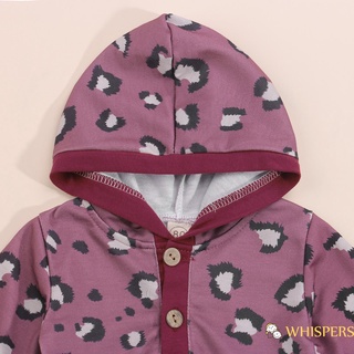 Whispers-Baby Girl 2Pcs Leopard Print púrpura manga larga botón frontal volantes sudadera con capucha + pantalones (4)