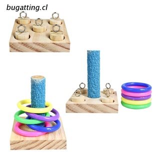 b.cl pájaros loro plataforma de madera mascota regalos educativos anillos de plástico entrenamiento de inteligencia masticar rompecabezas bloque de juguete