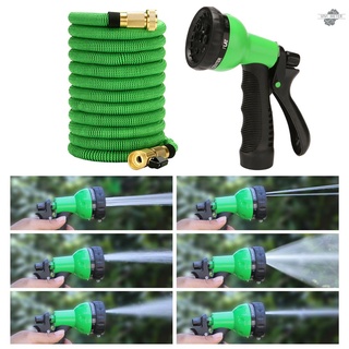 pistola de agua para jardín de coche spray con manguera expandible con boquilla de 6 funciones duradera manguera de agua flexible (50ft) (8)
