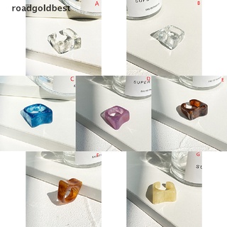 rgj 1 pieza anillos de resina coloridos transparentes acrílicos irregulares con patrón de mármol para mujeres