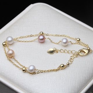 boda plata 925 clásico pulsera joyería doble natural perlas de agua dulce pulseras para mujeres regalo de cumpleaños