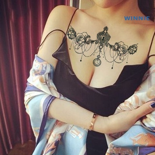 [winnie] coloful flor patrón pecho tatuaje impermeable arte corporal pegatina para mujeres
