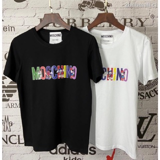 moschino dibujos animados color letra impresión manga corta algodón casual camiseta suelta camisas unisex