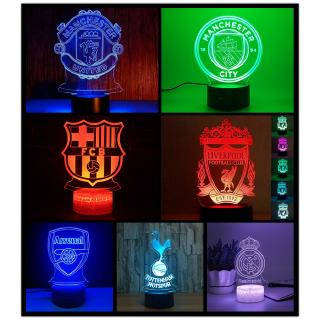 luz nocturna 3d led equipo de fútbol usb remoto lámpara de noche regalo para fans de fútbol