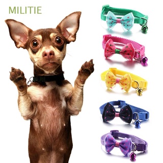 militie hebilla collares de gato suministros para mascotas ajustable collar de perro bowknot cachorro gato accesorios campana colgante gatito collar multicolor