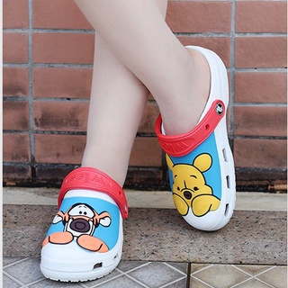 Pooh oso Crocs Duet deporte zuecos zapatos de las mujeres sandalia zapatillas de verano zapatos de playa zapatos de niños más el tamaño 31-41