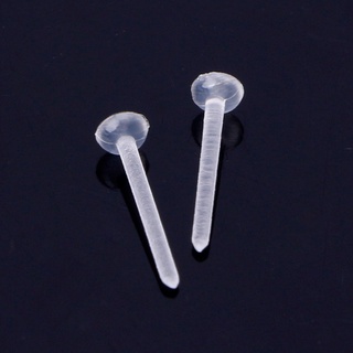DU 100PCS Invisible Clear Plastic 5mm 3mm Flat Blank Pad Earring Nail Pin Ear Post (6)