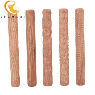 5 pzs rollos de arcilla de arcilla de cerámica de madera/estampa