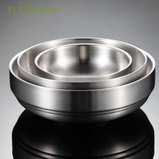 FLESHMAN Korean Rice Bowls Noodles Food Container Soup Bowls Mixing 304 Stainless Steel Polished Thick Heat Insulated Rice Flatware/Multicolor