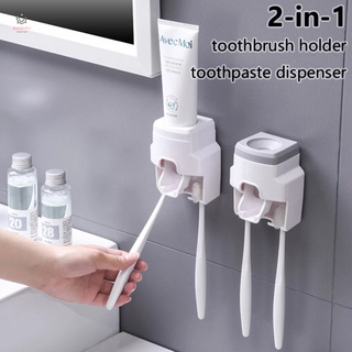 soporte para cepillo de dientes a prueba de polvo montado en la pared conveniente exprimidor de pasta de dientes dispensador de pasta de dientes para baño