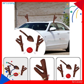 AY Brown Color Xmas Reindeer Nose Christmas Reindeer Antlers Costume Auto Accessories Delicate Texture for Vehicle