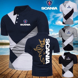 Verano nueva moda Scania hombres Polo costuras solapa Polo camiseta masculina Casual deportes camisa