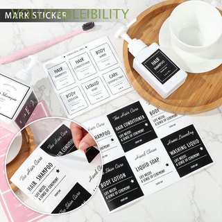 VOLUTABLEIBILITY 1 Set Self-adhesive Refillable Bottles Marker Stickers Nordic Style Identification Tags Cosmetic Labels Waterproof Shampoo Conditioner Soap Dispenser Classification Sings Bathroom Organization