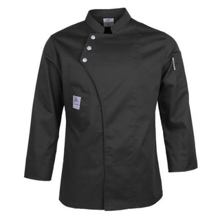 Gemgem Loey 2xUnisex Chef chaquetas abrigo manga larga camisa uniforme de cocina ropa de trabajo negro XXL