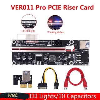 ♬ 1-10Pcs Upgraded V011 Pro PCIE Riser 011 Riser Card PCI E Express GPU 1X to X16 10 Capacitors USB 3.0 Cable For GPU Graphics Card WET