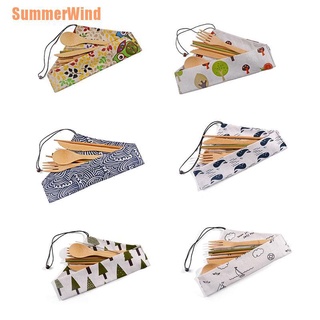 Summerwind (~) 1 juego de utensilios de viaje de bambú, vajilla sostenible, reutilizable, cero residuos