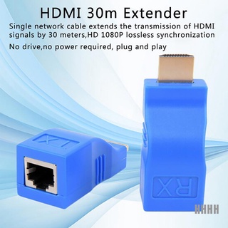 [wyl] 2 unidades 1080p hdmi extensor a rj45 sobre cat 6 red lan ethernet adaptador azul