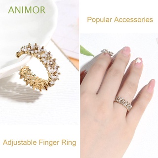 animor moda circón perla anillo abierto mujeres niñas forefinger anillo ajustable anillo de dedo de lujo creativo imitación perlas joyería brillante popular accesorios anillo de dedo