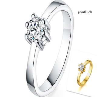 [jz] anillo de compromiso de boda chapado en zirconia cúbica para mujeres joyería regalo