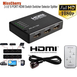[MissCherry] Selector divisor Hdmi de 3 o 5 puertos/interruptor Switch Hub+Remote 1080P para Hdtv Pc