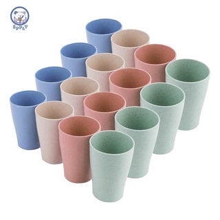 paquete de 16 tazas de paja de trigo para niños adultos, vasos reutilizables de 10 oz tazas apilables para cocina, fiesta y picnic (1)