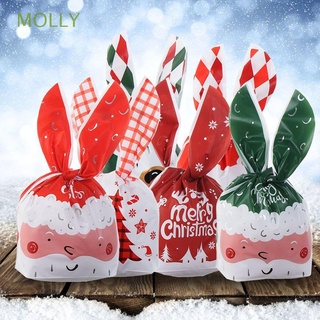 molly 10 bolsas de plástico de caramelo de navidad, caja de regalos, caramelos, bolsa de galletas, conejo, oreja larga, año nuevo, santa claus, decoración del hogar, feliz navidad
