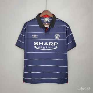 ❤Manchester United 1999/2000 Retro Away Blue Football Jersey mejor calidad tailandesa QJiG