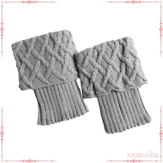 Crochet Boot Puños Medias Acrílico Punto Calentadores Para Niñas Negro