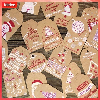IDEIVE Party Cards Christmas Tag Elk Christmas Labels Hang Tags DIY Santa Claus Christmas Tree Kraft Paper Xmas Decoration Wrapping Supplies Gift Wrapping