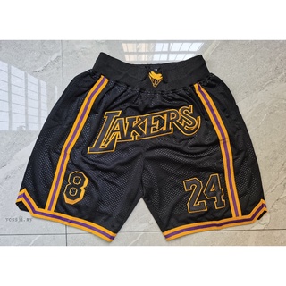 Bolsillo disponible pantalones NBA Los Angeles LAKERS Kobe Bryant 8 24 ciudad negro grandes LAKERS conmemorar logotipo bordado temporada regular pantalón de baloncesto pantalones cortos