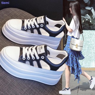 Suela gruesa interior de aumento sandalias mujer 2021 nuevo verano cómodo y versátil casual Baotou hueco esponja pastel pequeño blanco zapatos