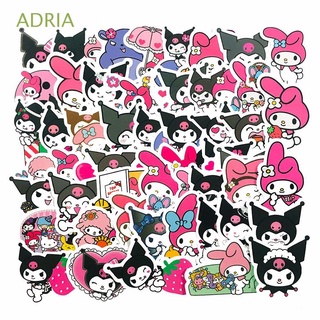 ADRIA Cute My Melody Waterproof Helmet Stickers Graffiti Sticker Mobile Phone Sticker Luggage Stickers Pink Cool Lomi Skateboard Stickers Cartoon Stickers 50pcs/pack Kuromi Anime Stickers