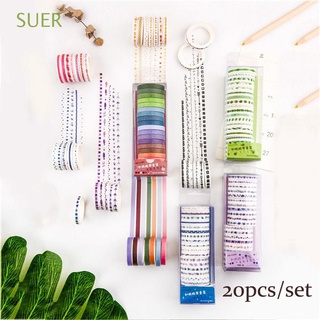 SUER 20pcs/set DIY Craft Masking Tapes Office Tool Sticky Paper Adhesive Tape Diary Decorative DIY Scrapbook Decoration School Supplies Stationery Scrapbooking Sticker