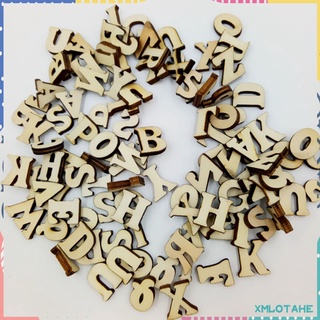 100 piezas en blanco formas de madera letras alfabeto adornos para manualidades