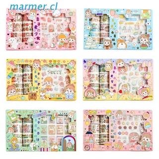 MAR3 Cute Girly Pattern Print Roll Washi Tape Set Wide Decorative Masking Washi Tapes