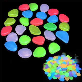 【sky】 10PCS/Bag Colorful Glow in The Dark Stones Pebbles Rock For Fish Tank Aquarium .